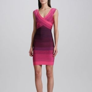 Hervé Léger Nannette Copycat Pink Ombré Dress by Bebe